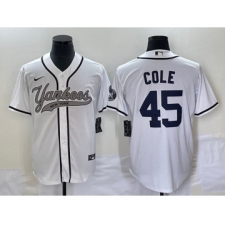 Men's New York Yankees #45 Gerrit Cole White Cool Base Stitched Baseball Jersey