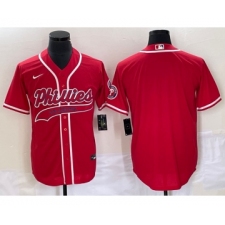 Men's Philadelphia Phillies Blank Red Cool Base Stitched Baseball Jersey