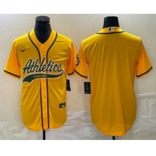 Men's Oakland Athletics Blank Yellow Cool Base Stitched Baseball Jersey