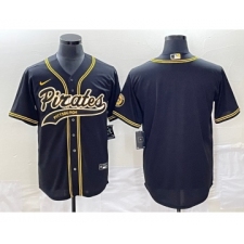 Men's Pittsburgh Pirates Blank Black Cool Base Stitched Baseball Jersey