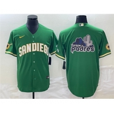 Men's San Diego Padres Green Team Big Logo Cool Base Stitched Baseball Jersey 002