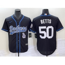 Men's Los Angeles Dodgers #50 Mookie Betts Black Cool Base Stitched Baseball Jersey1