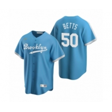 Men's Los Angeles Dodgers #50 Mookie Betts Nike Light Blue Cooperstown Collection Alternate Jersey