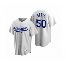 Men's Los Angeles Dodgers #50 Mookie Betts Nike White Cooperstown Collection Home Jersey