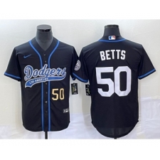 Men's Los Angeles Dodgers #50 Mookie Betts Number Black Cool Base Stitched Baseball Jersey