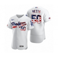 Men's Mookie Betts #50 Los Angeles Dodgers White 2020 Stars & Stripes 4th of July Jersey