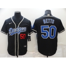 Men's Nike Los Angeles Dodgers #50 Mookie Betts Black Blue Road Authentic Jersey