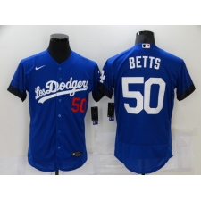 Men's Nike Los Angeles Dodgers #50 Mookie Betts Blue Elite City Player Jersey