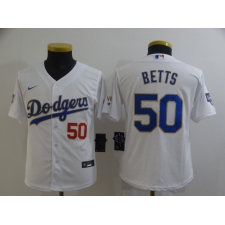 Youth Nike Los Angeles Dodgers #50 Mookie Betts White Series Champions Jersey