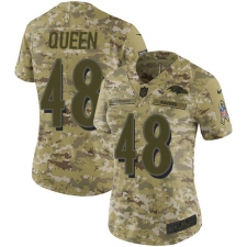 Women's Baltimore Ravens #48 Patrick Queen Camo Stitched NFL Limited 2018 Salute To Service Jersey