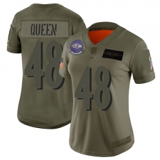 Women's Baltimore Ravens #48 Patrick Queen Camo Stitched NFL Limited 2019 Salute To Service Jersey