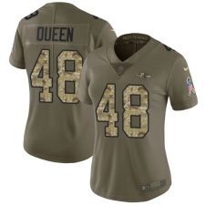Women's Baltimore Ravens #48 Patrick Queen Olive Camo Stitched NFL Limited 2017 Salute To Service Jersey