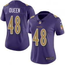 Women's Baltimore Ravens #48 Patrick Queen Purple Stitched NFL Limited Rush Jersey
