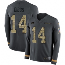 Nike Buffalo Bills #14 Stefon Diggs Anthracite Salute to Service Men's Stitched NFL Limited Therma Long Sleeve Jersey