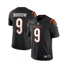 Men's Cincinnati Bengals 2022 #9 Joe Burrow Black With 3-star C Patch Vapor Limited Stitched NFL Jersey