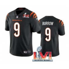 Men's Cincinnati Bengals #9 Joe Burrow Black 2022 Super Bowl LVI Vapor Limited Stitched Jersey