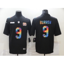 Men's Cincinnati Bengals #9 Joe Burrow Rainbow Version Nike Limited Jersey