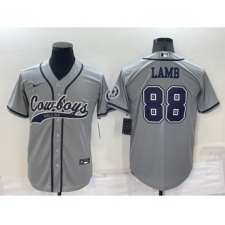 Men's Dallas Cowboys #88 CeeDee Lamb Grey Stitched Cool Base Nike Baseball Jersey