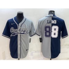 Men's Dallas Cowboys #88 CeeDee Lamb Navy Blue Grey Two Tone With Patch Cool Base Stitched Baseball Jersey