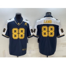Men's Dallas Cowboys #88 CeeDee Lamb Navy Gold Edition With 1960 Patch Limited Stitched Football Jersey