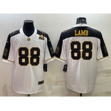 Men's Dallas Cowboys #88 CeeDee Lamb White Gold Edition With 1960 Patch Limited Stitched Football Jersey