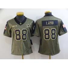 Women's Dallas Cowboys #88 CeeDee Lamb Nike Olive 2021 Salute To Service Limited Player Jersey