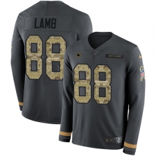 Youth Dallas Cowboys #88 CeeDee Lamb Anthracite Salute to Service Stitched Limited Therma Long Sleeve Jersey
