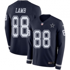 Youth Dallas Cowboys #88 CeeDee Lamb Navy Blue Team Color Stitched Limited Therma Long Sleeve Jersey