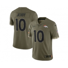 Men's Denver Broncos #10 Jerry Jeudy 2022 Olive Salute To Service Limited Stitched Jersey