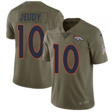 Men's Denver Broncos #10 Jerry Jeudy Olive Stitched Limited 2017 Salute To Service Jersey