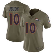 Women's Denver Broncos #10 Jerry Jeudy Olive Stitched Limited 2017 Salute To Service Jersey