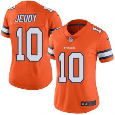 Women's Denver Broncos #10 Jerry Jeudy Orange Stitched Limited Rush Jersey