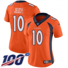 Women's Denver Broncos #10 Jerry Jeudy Orange Team Color Stitched 100th Season Vapor Untouchable Limited Jersey