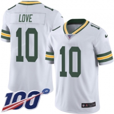 Men's Green Bay Packers #10 Jordan Love White Stitched NFL 100th Season Vapor Untouchable Limited Jersey
