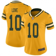 Women's Green Bay Packers #10 Jordan Love Gold Stitched NFL Limited Inverted Legend Jersey
