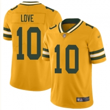 Youth Green Bay Packers #10 Jordan Love Gold Stitched NFL Limited Inverted Legend Jersey