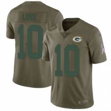 Youth Green Bay Packers #10 Jordan Love Olive Stitched NFL Limited 2017 Salute To Service Jersey