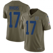 Men's Nike Indianapolis Colts #17 Philip Rivers Olive Stitched NFL Limited 2017 Salute To Service Jersey