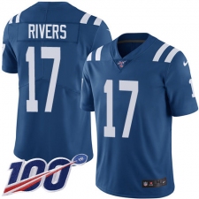 Men's Nike Indianapolis Colts #17 Philip Rivers Royal Blue Team Color Stitched NFL 100th Season Vapor Untouchable Limited Jersey