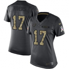 Women's Nike Indianapolis Colts #17 Philip Rivers Black Stitched NFL Limited 2016 Salute to Service Jersey