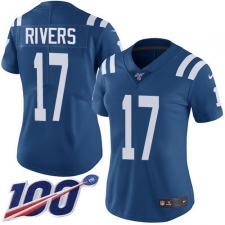 Women's Nike Indianapolis Colts #17 Philip Rivers Royal Blue Team Color Stitched NFL 100th Season Vapor Untouchable Limited Jersey