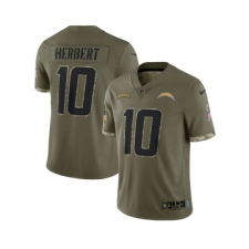 Men's Los Angeles Chargers #10 Justin Herbert 2022 Olive Salute To Service Limited Stitched Jersey