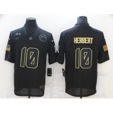 Men's Los Angeles Chargers #10 Justin Herbert Black Nike 2020 Salute To Service Limited Jersey