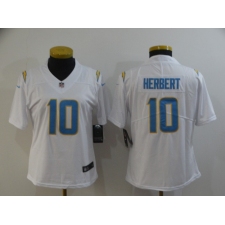 Women's Los Angeles Chargers #10 Justin Herbert White 2020 NFL Draft Vapor Limited Jersey