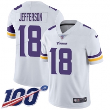 Youth Minnesota Vikings #18 Justin Jefferson White Stitched NFL 100th Season Vapor Untouchable Limited Jersey