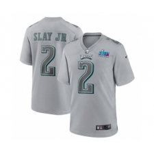 Men's Philadelphia Eagles #2 Darius Slay Jr. Gray Super Bowl LVII Patch Atmosphere Fashion Stitched Game Jersey