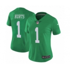 Women Philadelphia Eagles #1 Jalen Hurts Limited Green Vapor Untouchable NFL Nike Jersey