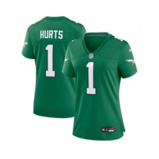 Women's Nike Philadelphia Eagles #1 Jalen Hurts Kelly Green Game Stitched Jersey(Run Small)