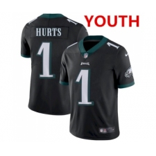 Youth Philadelphia Eagles #1 Jalen Hurts Black Vapor Untouchable Limited Stitched Jersey