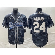 Men's Los Angeles Dodgers #24 Kobe Bryant Gray Camo Cool Base Stitched Baseball Jersey